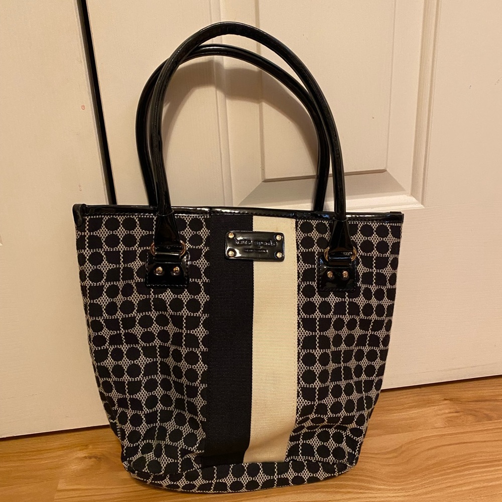 Kate spade black and white logo bucket bag